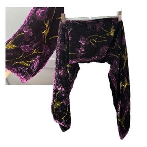 Elegant Purple Black Green Silk Blend Scarf Velvet feel witchy gothic romantic